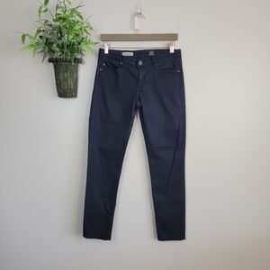 AG 28 Stevie Ankle Slim Straight Leg Crop Black Jeans Adriano Goldschmied